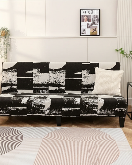 Housse de clic clac imprimée abstraite noir-blanc – Protection canapé convertible – Photo Variation 4