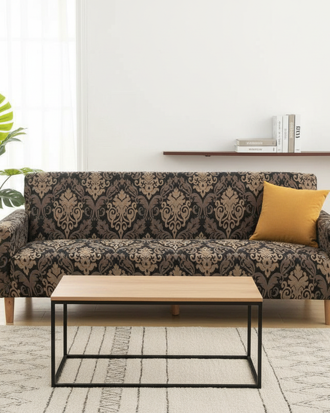 Housse de clic clac damassé noir doré – Protection canapé convertible – Photo Variation 4