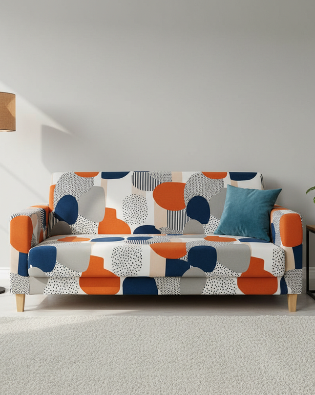 Housse de clic clac géométrique multicolore design – Protection canapé convertible – Photo Variation 4