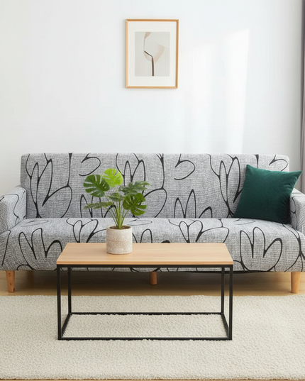 Housse de clic clac imprimée abstraite grise – Protection canapé convertible – Photo Variation 4