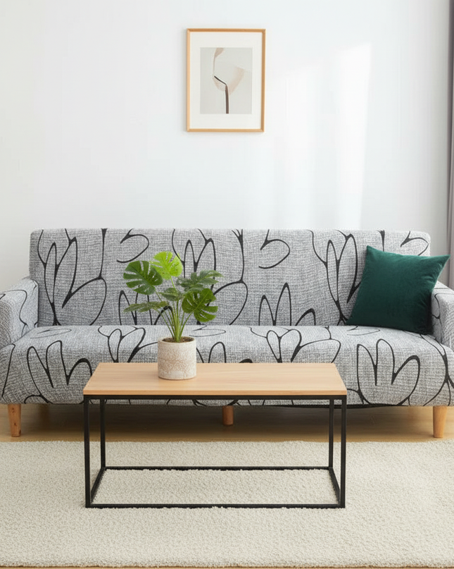 Housse de clic clac imprimée abstraite grise – Protection canapé convertible – Photo Variation 4