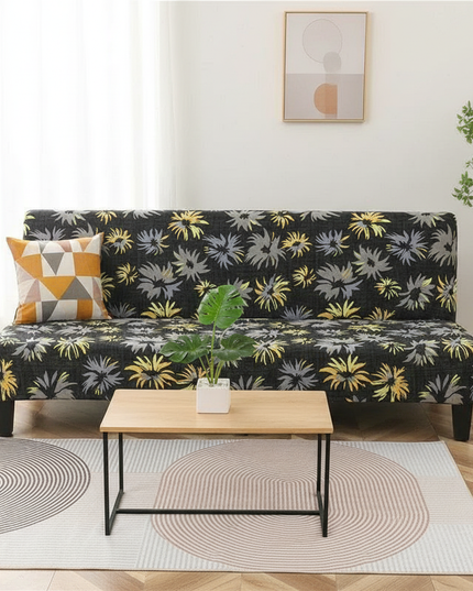 Housse de clic clac motifs fleurs jaunes – Protection canapé convertible – Photo Variation 4