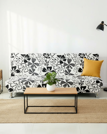 Housse de clic clac fleurs noir blanc – Protection canapé convertible – Photo Variation 4