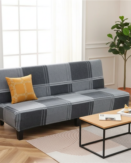 Housse de clic clac extensible carreaux gris – Protection canapé convertible – Photo Variation 4