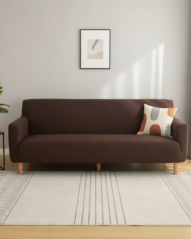 Housse de clic clac sans accoudoirs chocolat – Protection canapé convertible – Photo Variation 4