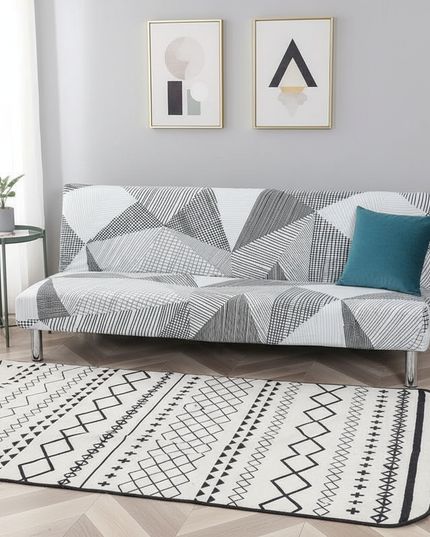 Housse de clic clac géométrique noir blanc – Protection canapé convertible – Photo Variation 4