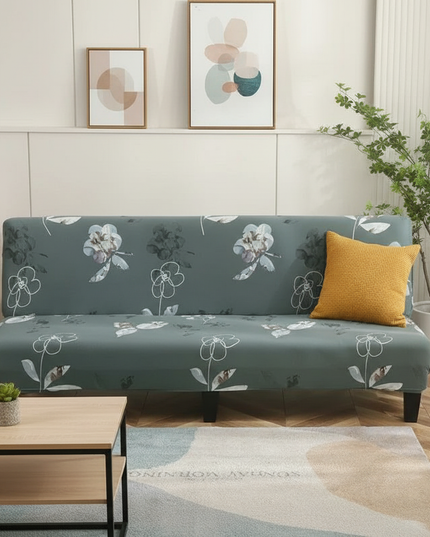 Housse de clic clac motifs floraux verts – Protection canapé convertible – Photo Variation 4