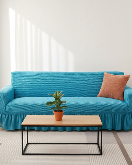 Housse de clic clac turquoise sans accoudoirs – Protection canapé convertible – Photo Variation 4