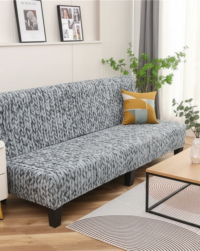 Housse de clic clac motif tricoté gris – Protection canapé convertible – Photo Variation 4