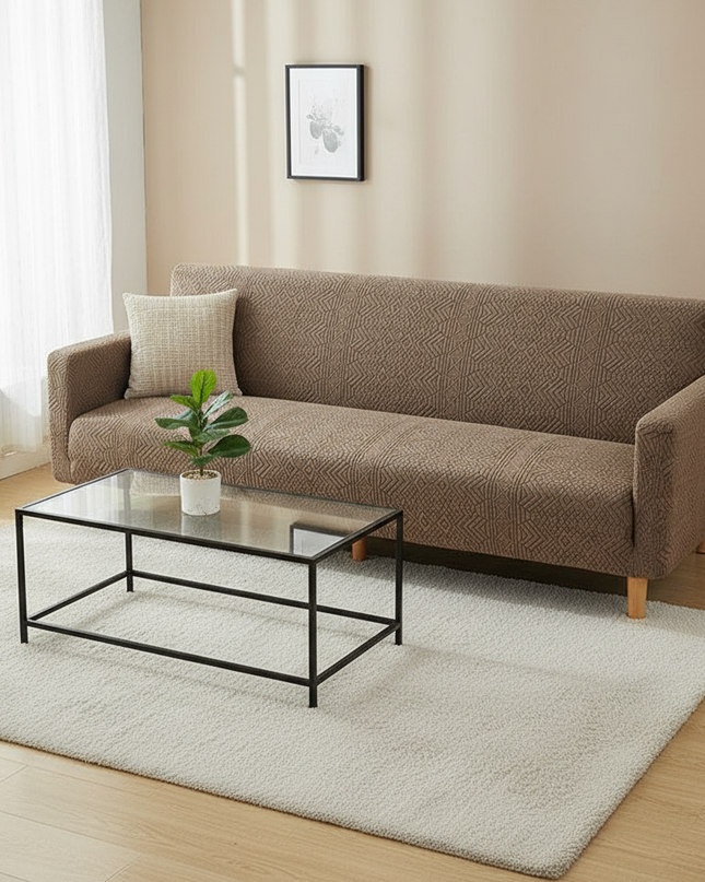 housse clic clac taupe clair – Protection canapé convertible – Photo Variation 4