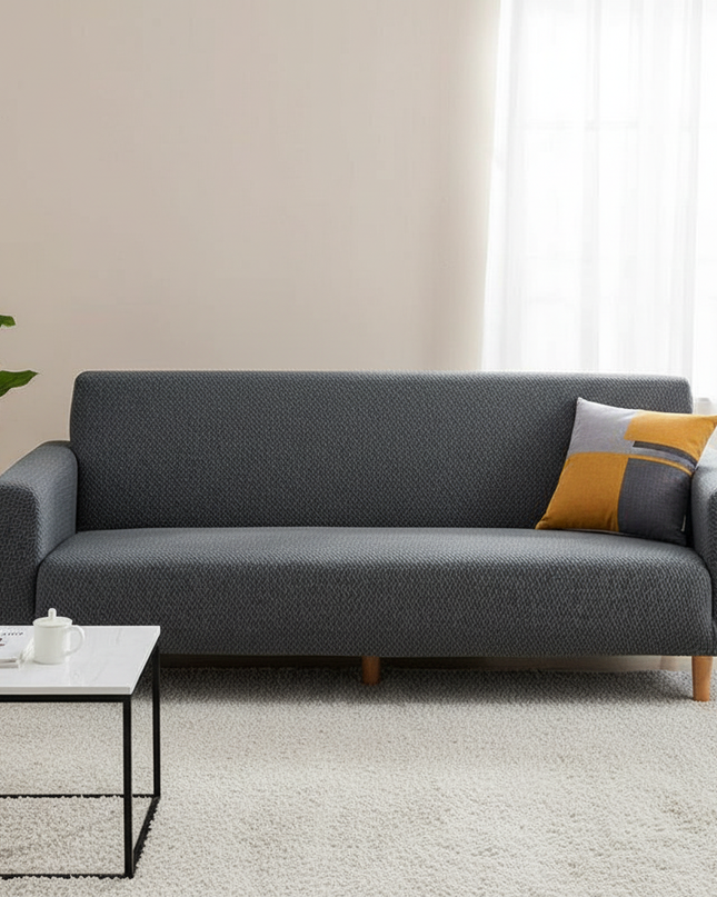 Housse de clic clac jacquard anthracite – Protection canapé convertible – Photo Variation 4