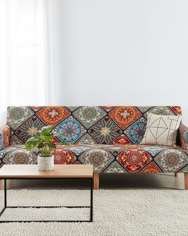 Housse de clic clac Mandalas Géométrique Multicolore – Protection canapé convertible – Photo Variation 4