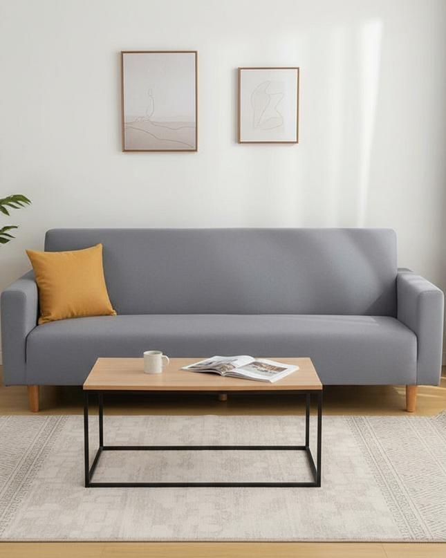 Housse de clic clac grise sans accoudoirs – Protection canapé convertible – Photo Variation 4