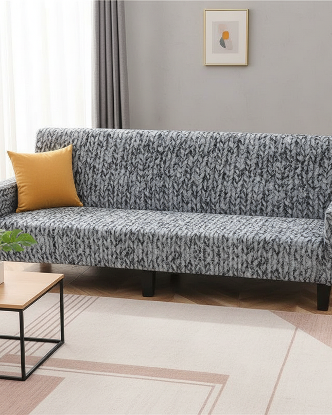 Housse de clic clac grise tricoté – Protection canapé convertible – Photo Variation 4