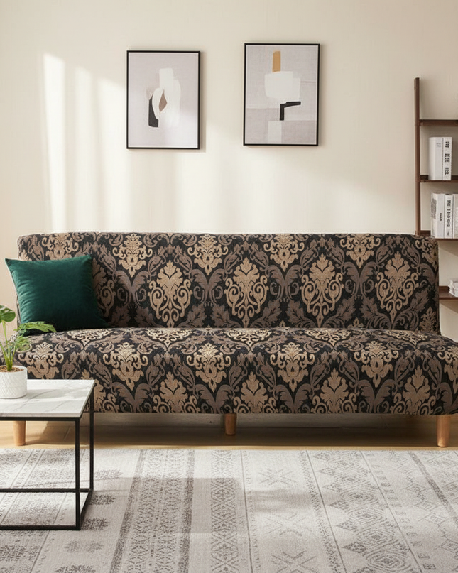 Housse de clic clac damassé noir doré – Protection canapé convertible – Photo Variation 4