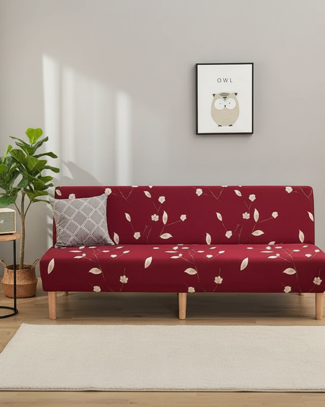 Housse de clic clac Bordeaux floral – Protection canapé convertible – Photo Variation 4