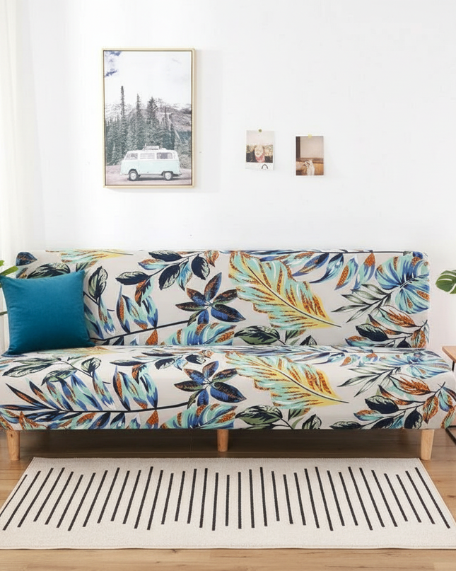 Housse de clic clac feuilles tropicales multicolores – Protection canapé convertible – Photo Variation 4