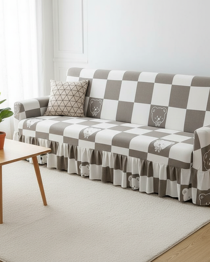 Housse de clic clac Carreaux Oursons – Protection canapé convertible – Photo Variation 4