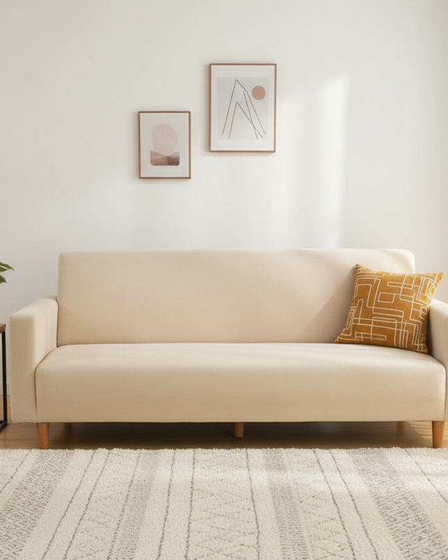 housse clic clac blanc cassé – Protection canapé convertible – Photo Variation 4