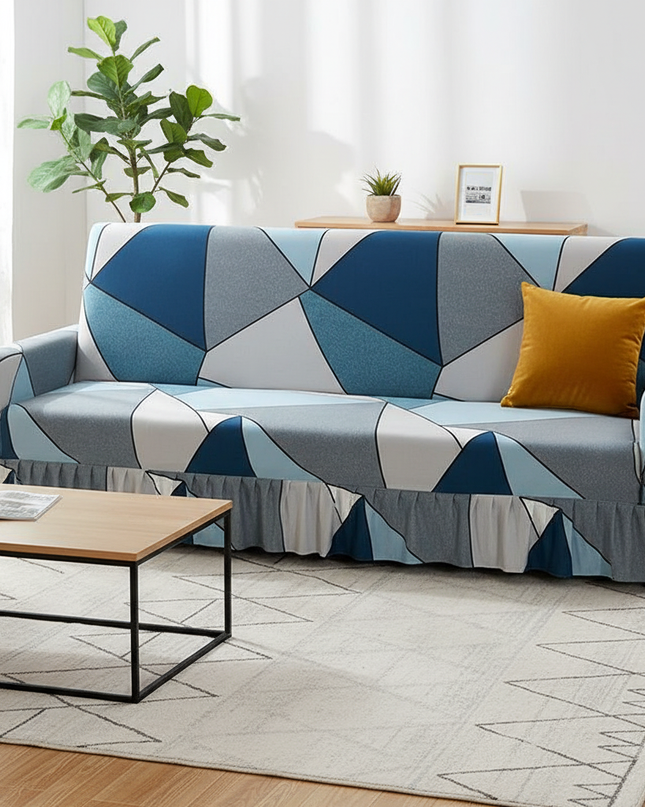 housse clic clac bleu gris – Protection canapé convertible – Photo Variation 4