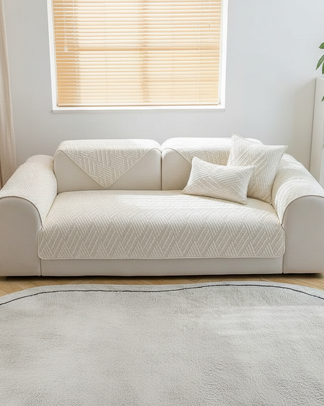 Housse de clic clac matelassée écru antidérapante – Protection canapé convertible – Photo Variation 4