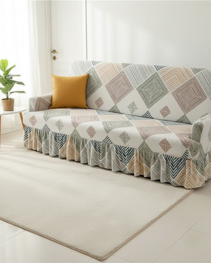 Housse de clic clac géométrique jupe extensible – Protection canapé convertible – Photo Variation 4
