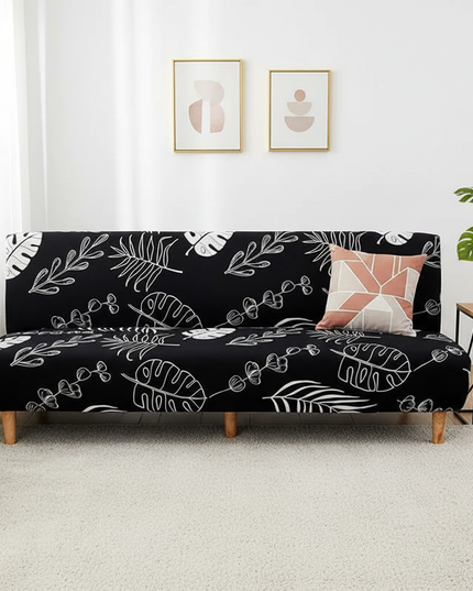 Housse de clic clac noire feuilles tropicales – Protection canapé convertible – Photo Variation 4