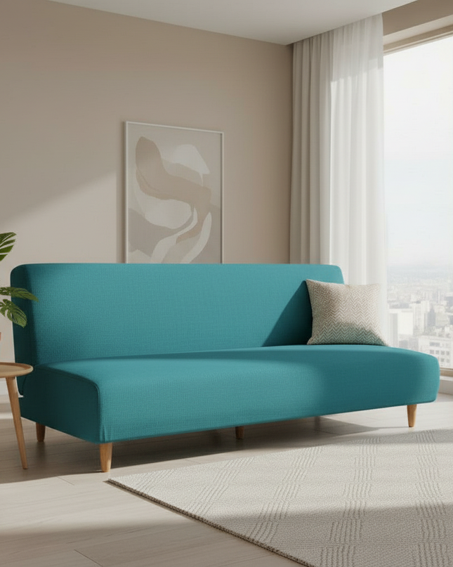 housse clic clac turquoise – Protection canapé convertible – Photo Variation 4