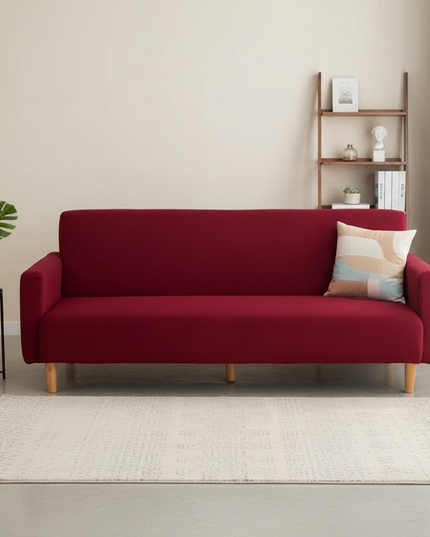 Housse de clic clac bordeaux sans accoudoirs. – Protection canapé convertible – Photo Variation 4