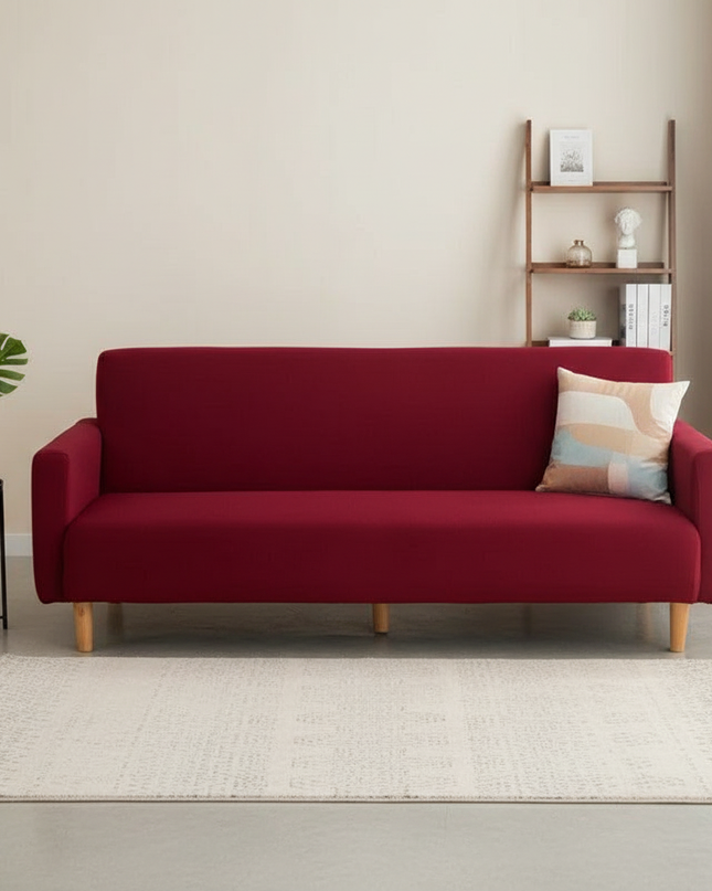 Housse de clic clac bordeaux sans accoudoirs. – Protection canapé convertible – Photo Variation 4