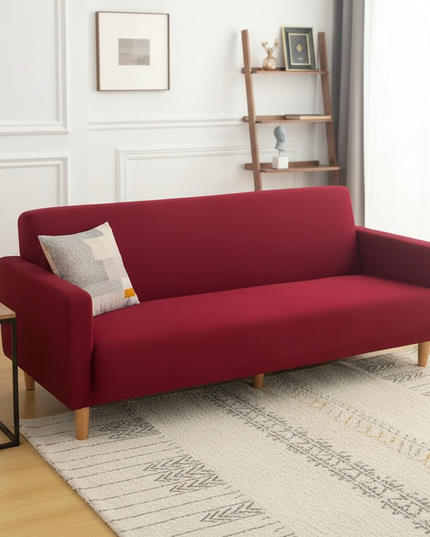 Housse de clic clac bordeaux sans accoudoirs – Protection canapé convertible – Photo Variation 4