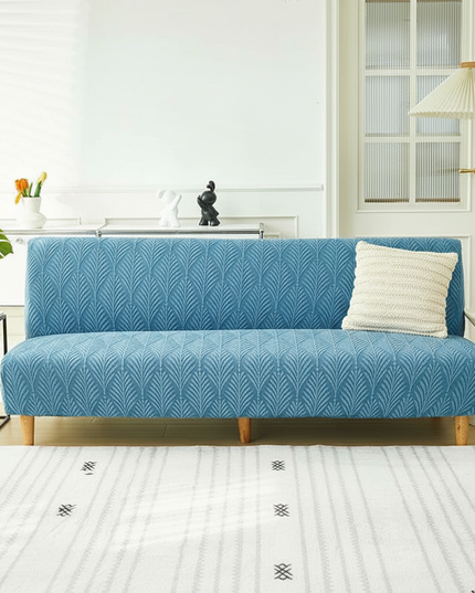Housse de clic clac bleu canard feuilles – Protection canapé convertible – Photo Variation 4