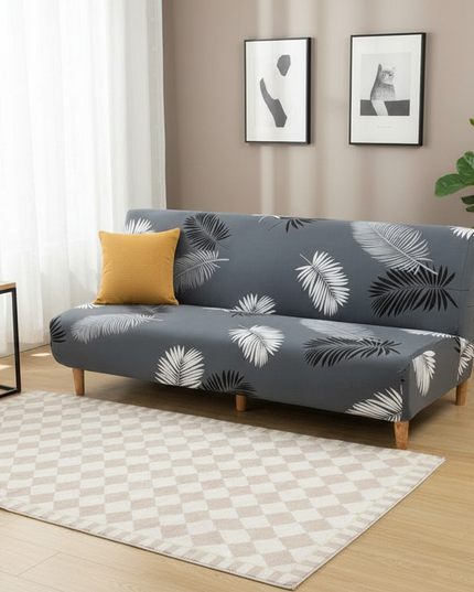 Housse de clic clac extensible gris palmier – Protection canapé convertible – Photo Variation 4