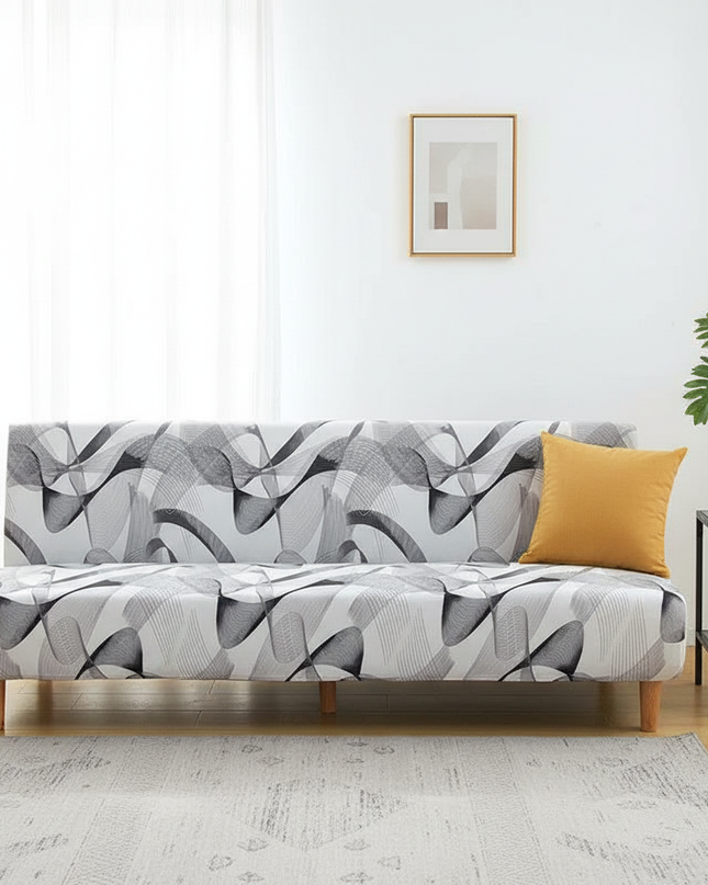 Housse de clic clac extensible ondes grises – Protection canapé convertible – Photo Variation 4