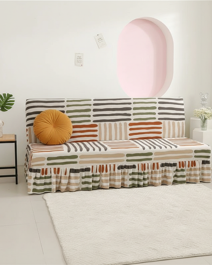 Housse de clic clac motifs abstraits automne jupe. – Protection canapé convertible – Photo Variation 4