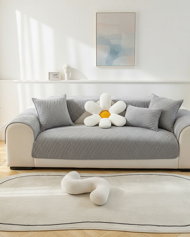 Housse de clic clac coton gris matelassé – Protection canapé convertible – Photo Variation 4