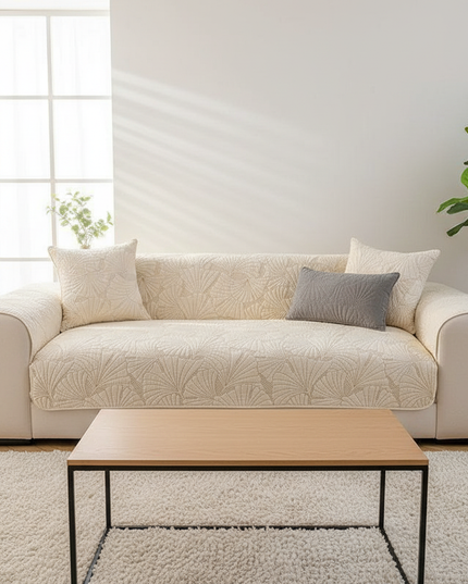 Housse de clic clac écru matelassé nordique. – Protection canapé convertible – Photo Variation 4