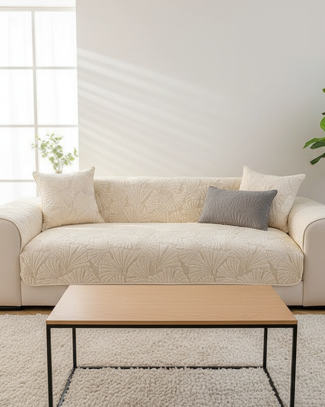 Housse de clic clac écru matelassé nordique. – Protection canapé convertible – Photo Variation 4