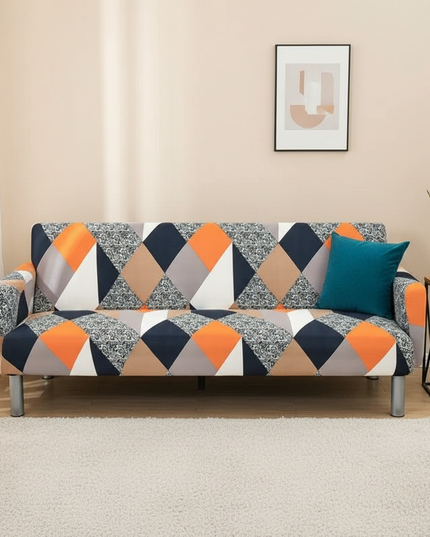 Housse de clic clac géométrique multicolore stretch – Protection canapé convertible – Photo Variation 4