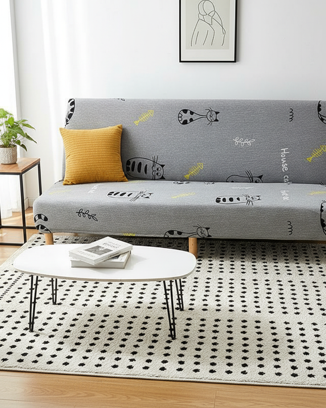 Housse de clic clac Gris Chats Poissons – Protection canapé convertible – Photo Variation 4