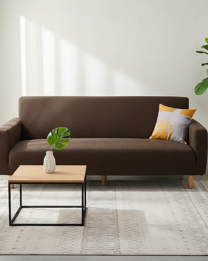 Housse de clic clac marron jacquard extensible – Protection canapé convertible – Photo Variation 4