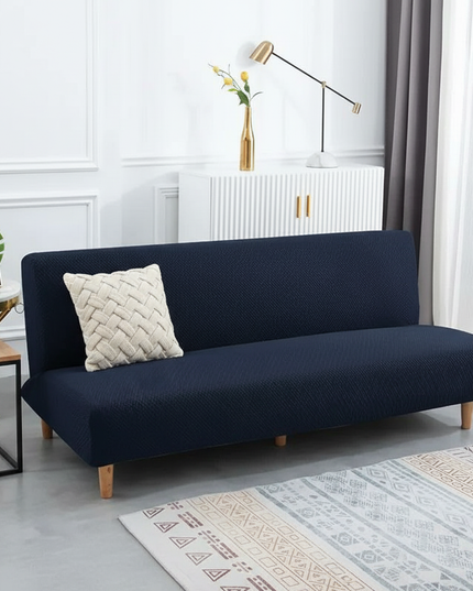 Housse de clic clac jacquard bleu marine – Protection canapé convertible – Photo Variation 4