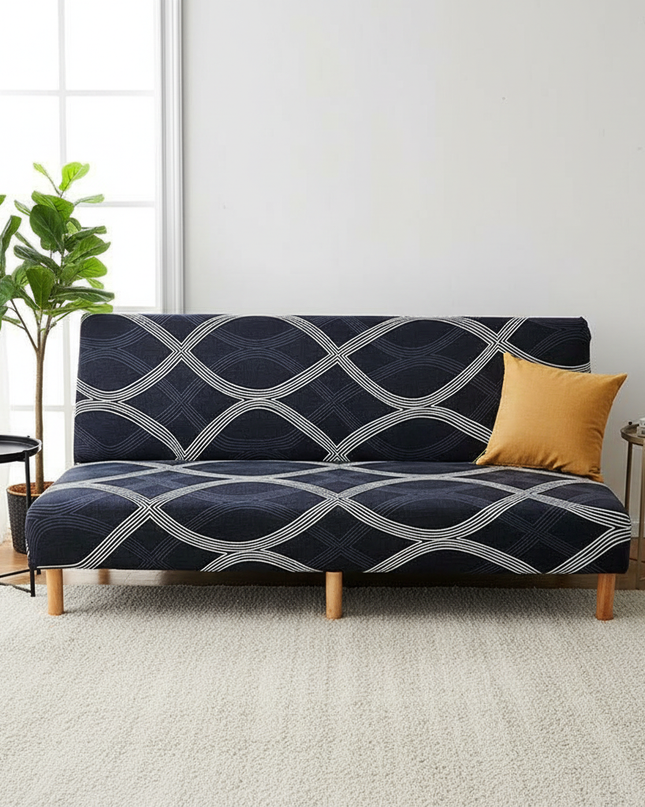 Housse de clic clac noire géométrique – Protection canapé convertible – Photo Variation 4