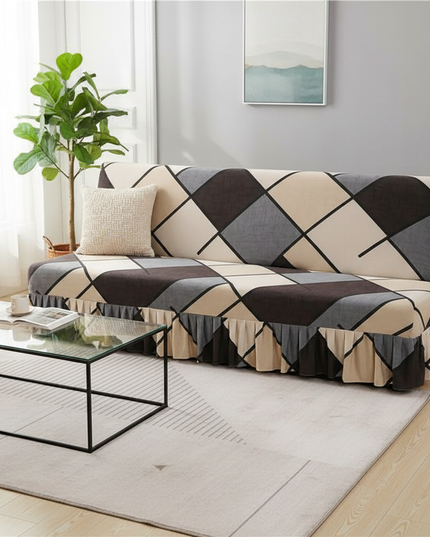 Housse de clic clac losanges beige marron – Protection canapé convertible – Photo Variation 4