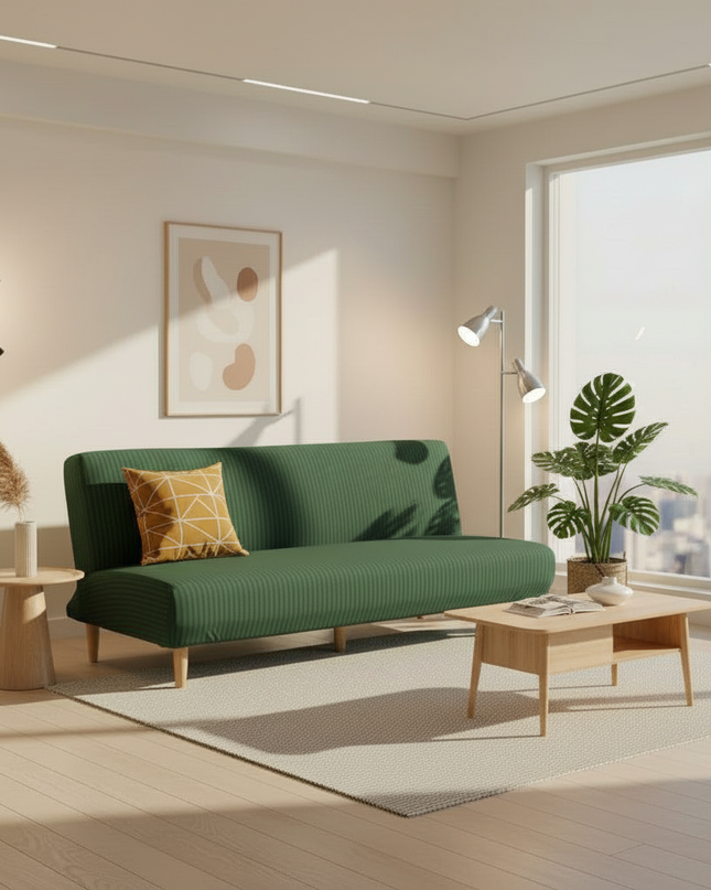 Housse de clic clac marron stretch – Protection canapé convertible – Photo Variation 4