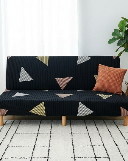 Housse de clic clac géométrique noire triangles – Protection canapé convertible – Photo Variation 4