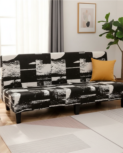 Housse de clic clac imprimée noire blanche – Protection canapé convertible – Photo Variation 4