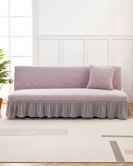 Housse de clic clac rose poudré jupe – Protection canapé convertible – Photo Variation 4