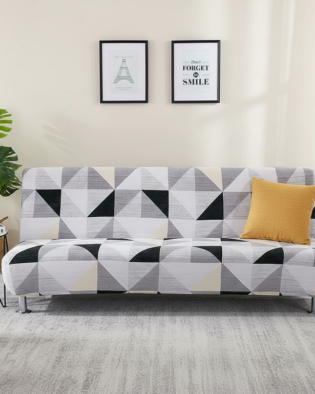 Housse de clic clac géométrique contrasté – Protection canapé convertible – Photo Variation 4