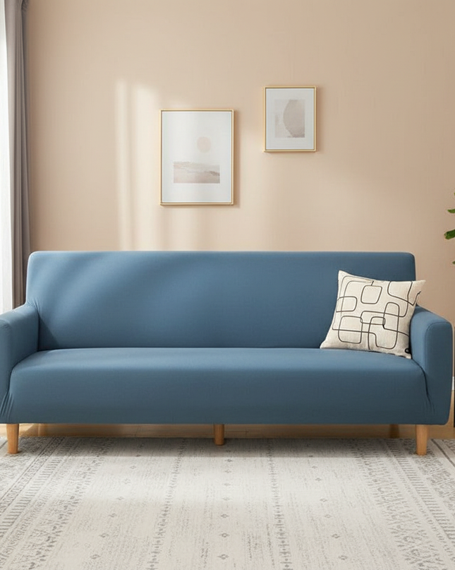 Housse de clic clac bleu canard extensible – Protection canapé convertible – Photo Variation 4